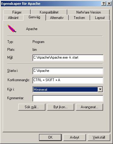 Genvg till bat-fil snabbstartar Apache